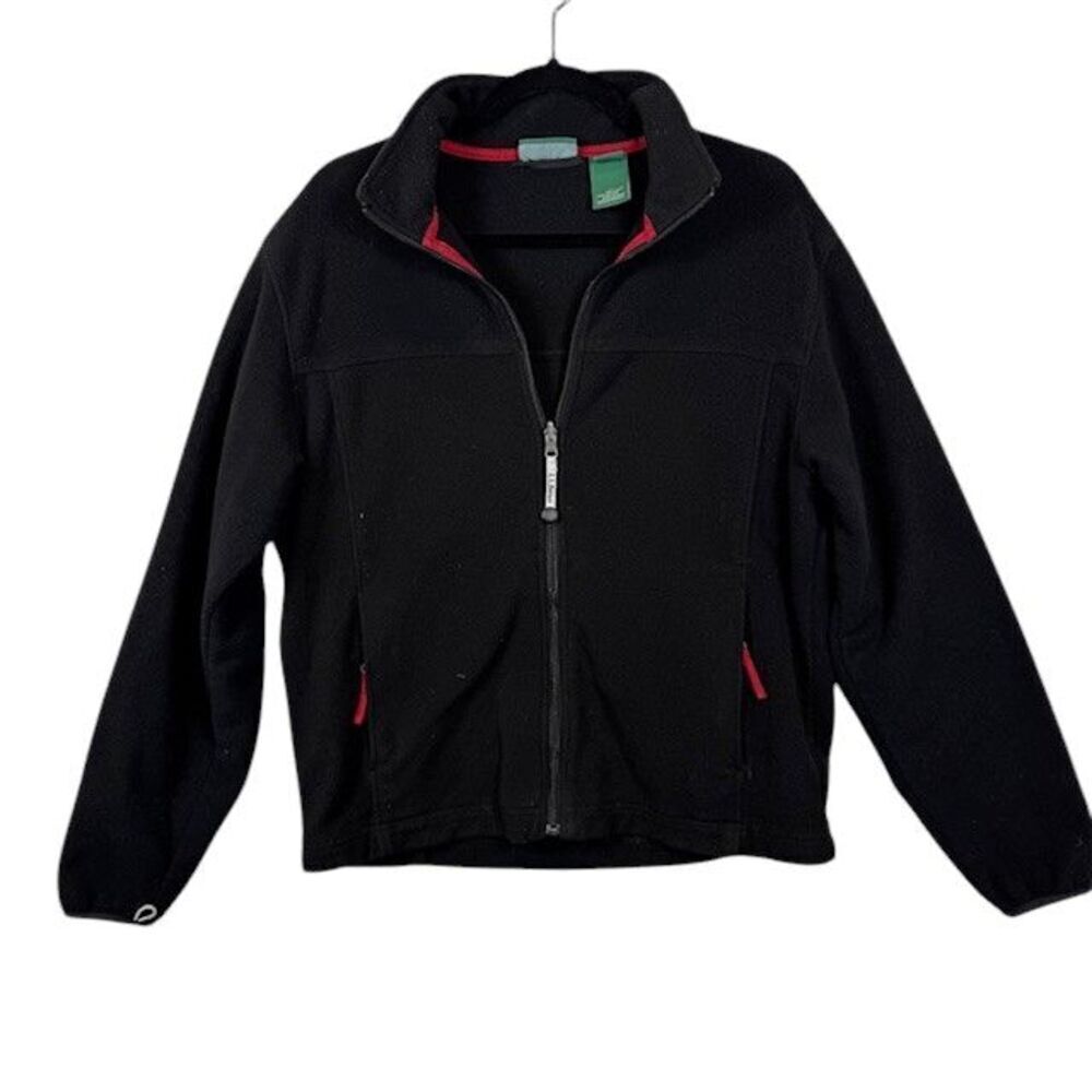 L.L. Bean Men's Fleece Full Zip‎ Jacket Black Zipper Pockets Size Medium